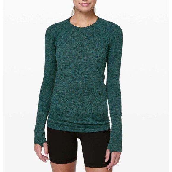 Lululemon Swiftly Speed Long Sleeve Bermuda Teal / Black Size 6 - Picture 1 of 4